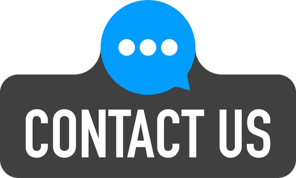 Contact us blue realistic paper speech bubble.